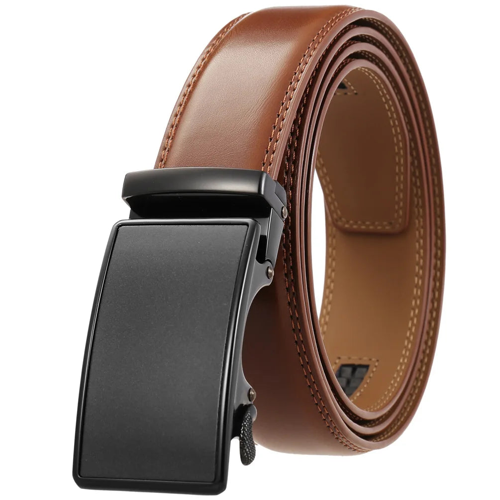 Leather Ratchet Belt With Adjustable Buckle