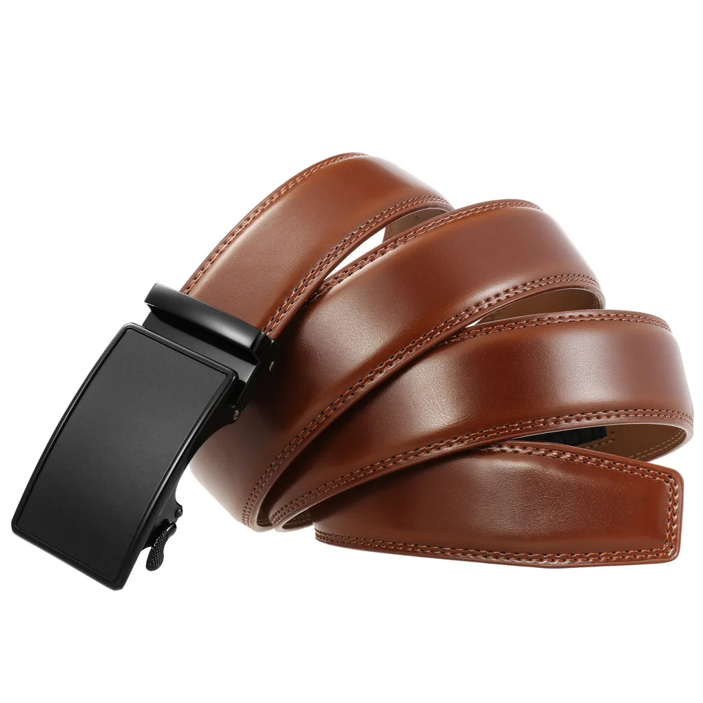 Leather Ratchet Belt With Adjustable Buckle