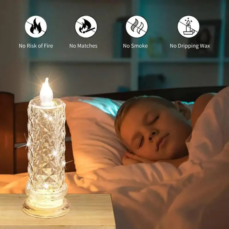 Set of 4 LED Crystal Candle Lights