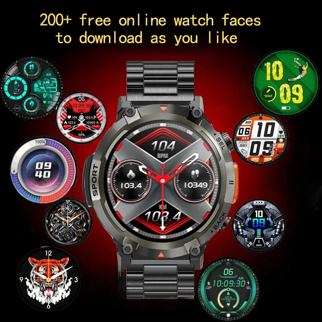 KE3 Full Touch Screen Health Monitor Clock With Flashlight Men SmartWatch For IOS Android