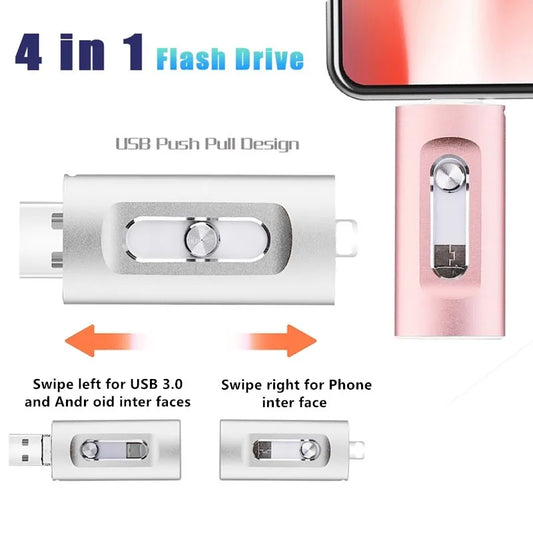3 in 1 Flash Drive, Portable High Speed USB