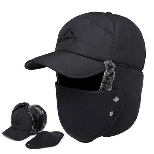 Men Winter Ear Flap Trapper Hat Face Mask Fur Aviator Thermal Warm Snow Ski Cap