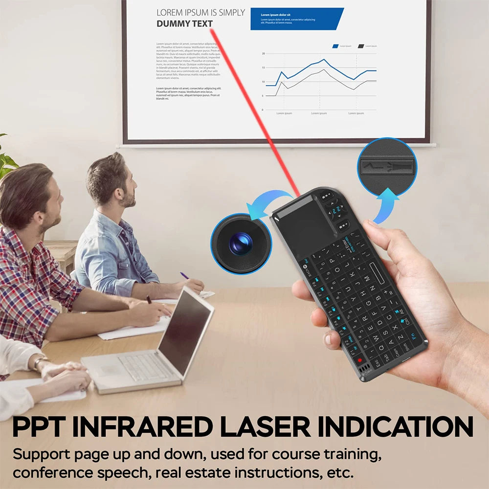 Mini Wireless Keyboard, 2.4G Rechargeable Backlight Keyboard with Touchpad