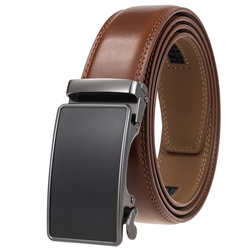 Leather Ratchet Belt With Adjustable Buckle