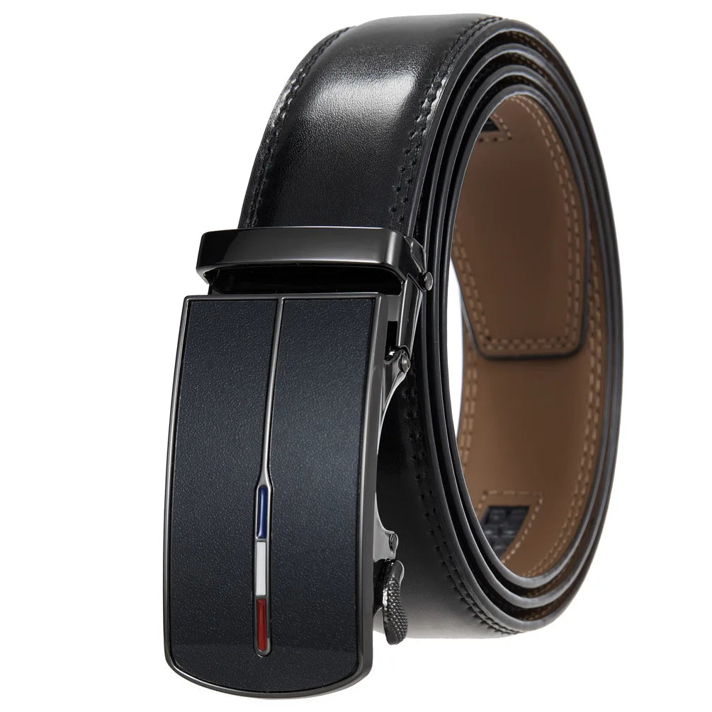 Leather Ratchet Belt With Adjustable Buckle