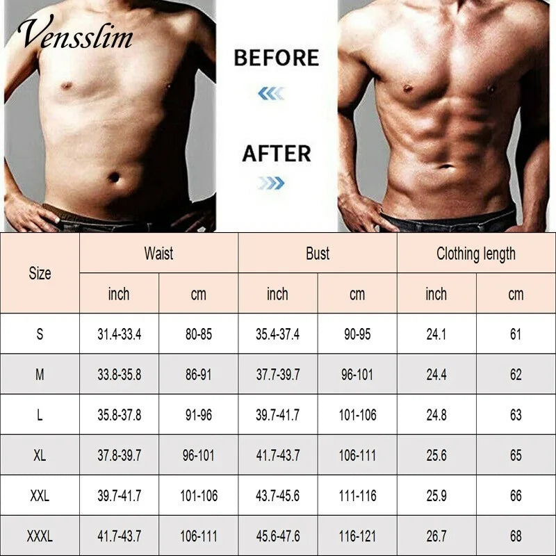 Men Body Shaper Sauna Vest Waist Trainer Double Belt