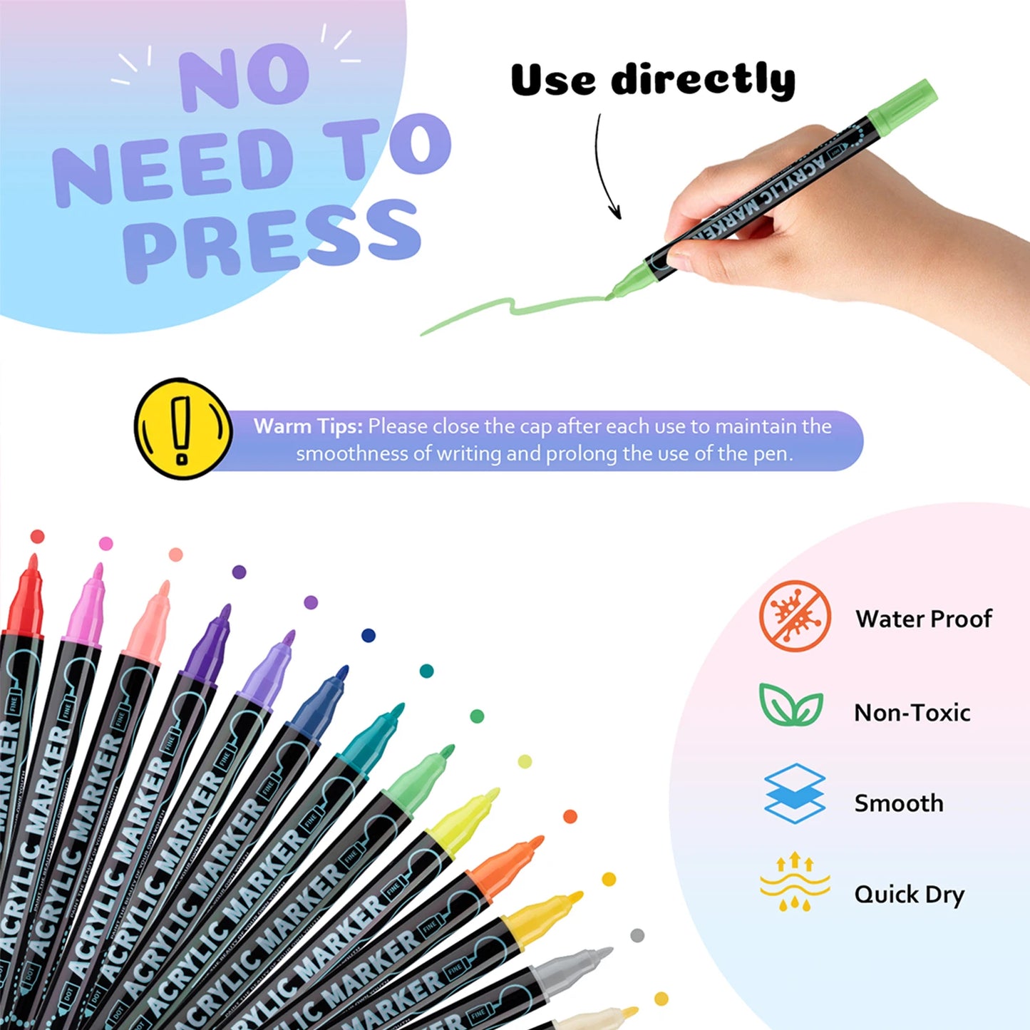 Dual Tip Acrylic Paint Pen Marker - 24/48/72/120 Colours