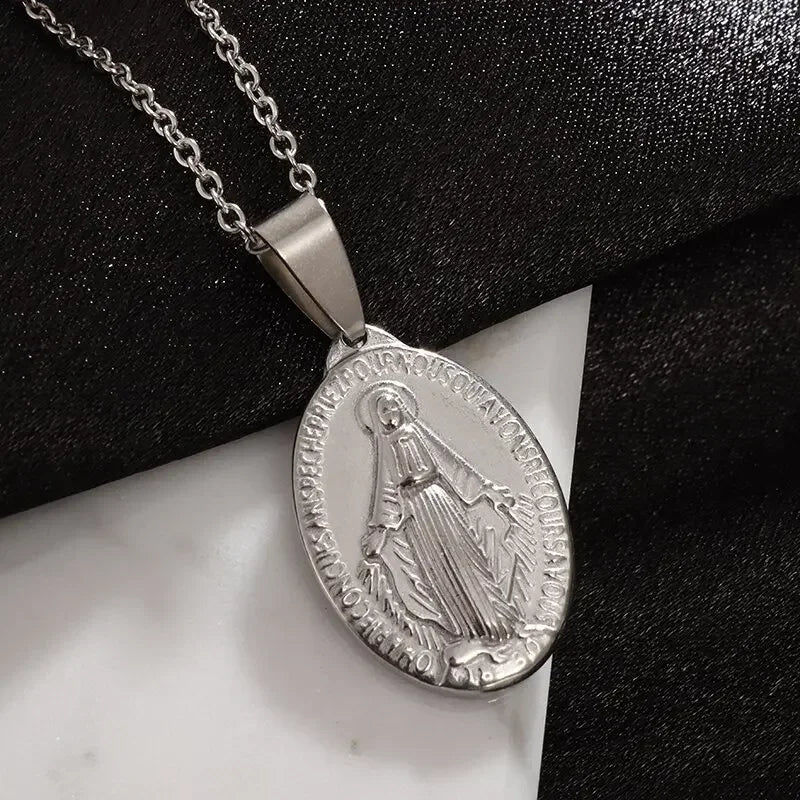 Stainless Steel Virgin Mary Necklace