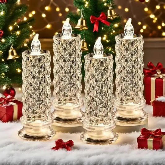 Set of 4 LED Crystal Candle Lights