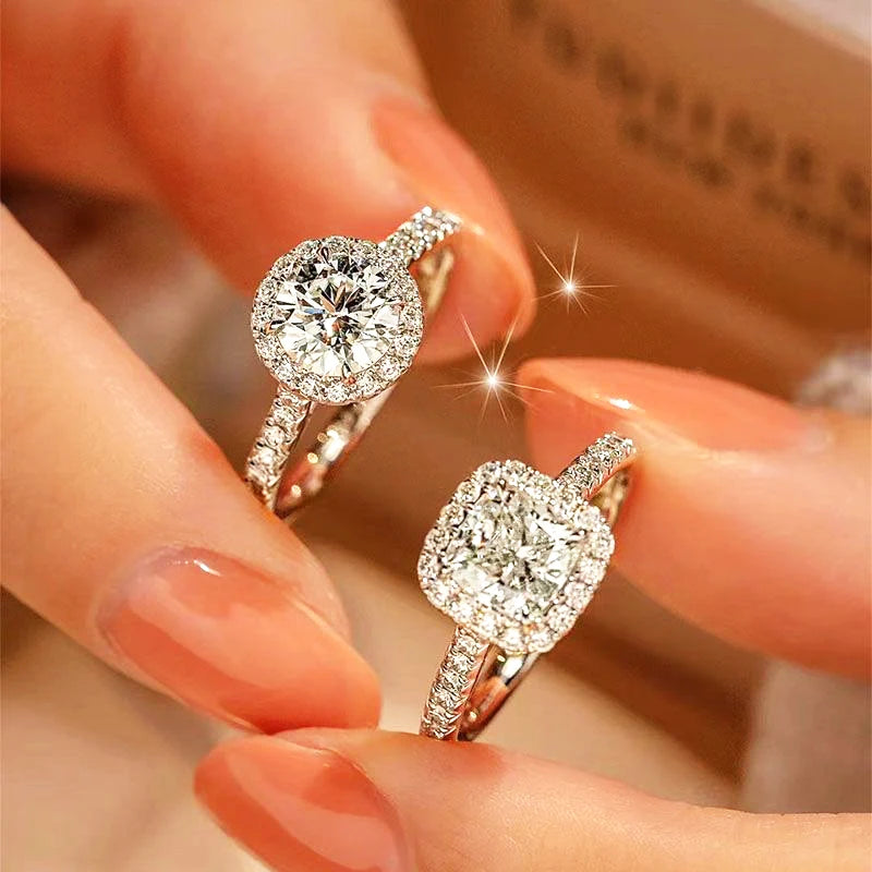 Square Halo Moissanite Engagement Ring