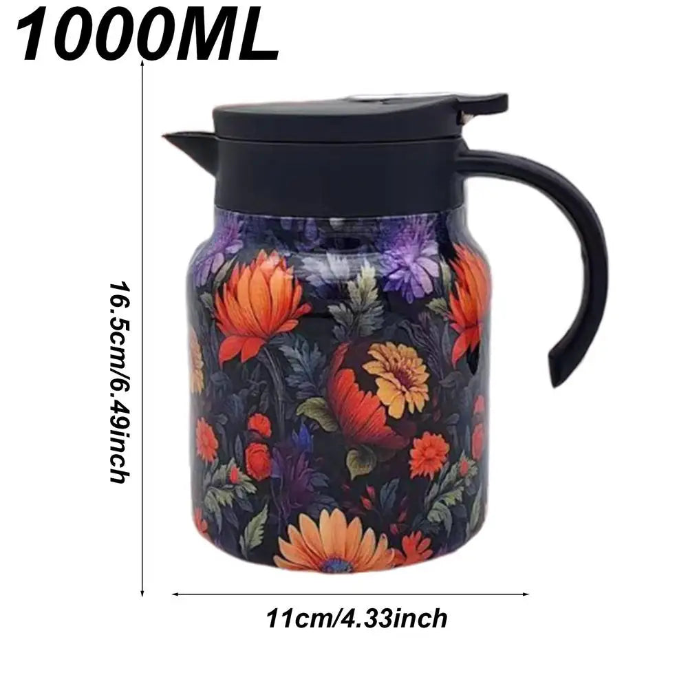 Vintage Floral Pattern Tea Thermos – Built-In Infuser