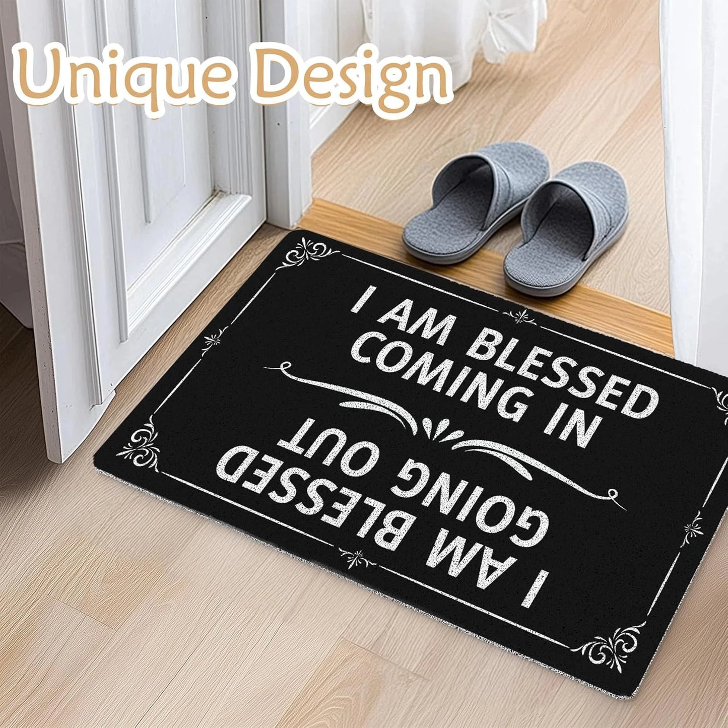 Letter Patter Door Mat - Blessed Coming & Going