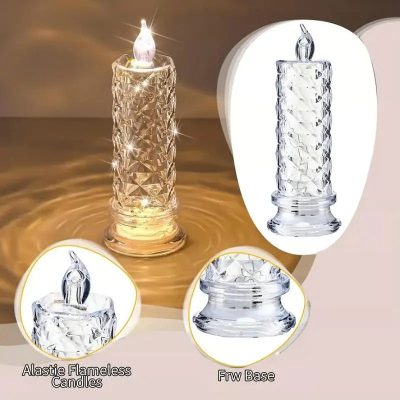 Set of 4 LED Crystal Candle Lights