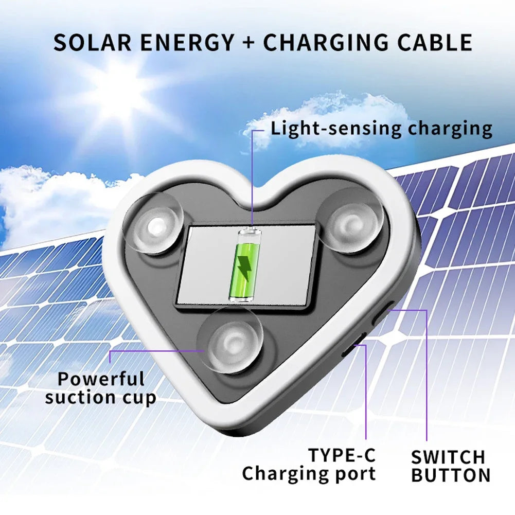 Solar Powered Wireless LED Heart C-Pillar Neon Light