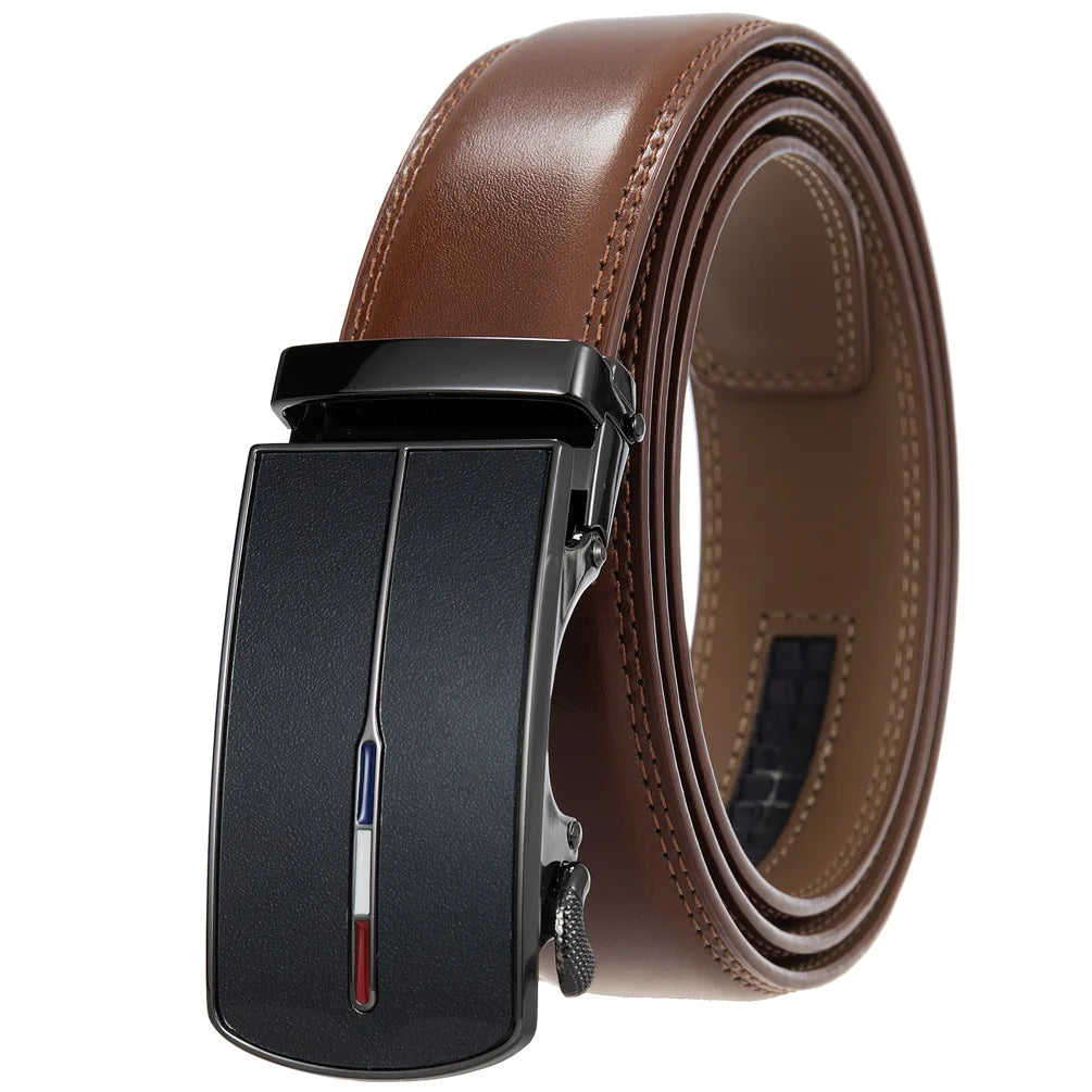 Leather Ratchet Belt With Adjustable Buckle