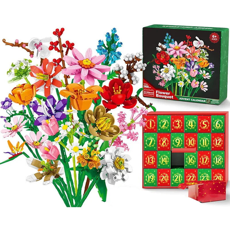 Flower Bouquet Advent Calendar Building Blocks – Christmas Countdown Blind Box