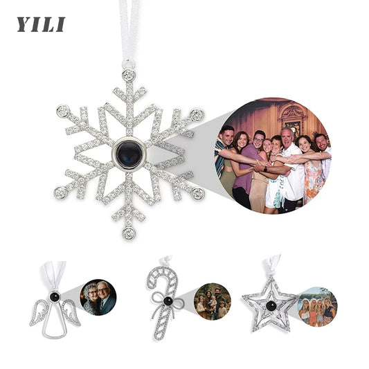Personalized Pink Snowflake Photo Ornament Custom Projection Ornaments Christmas Gifts