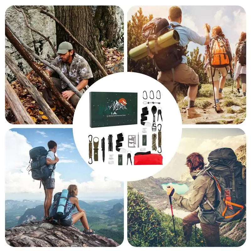 24-in-1 Outdoor Survival Gear Kit, Christmas Gift for Men & Women
