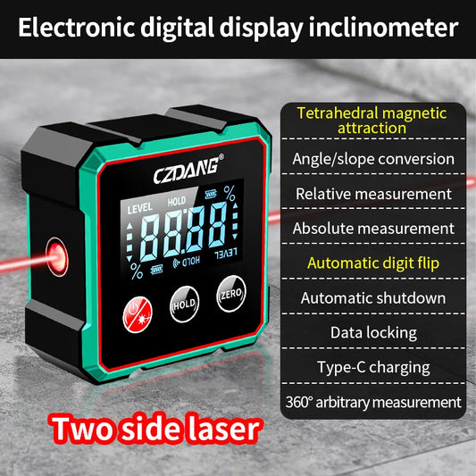 Magnetic Digital Angle Finder with Electronic Laser