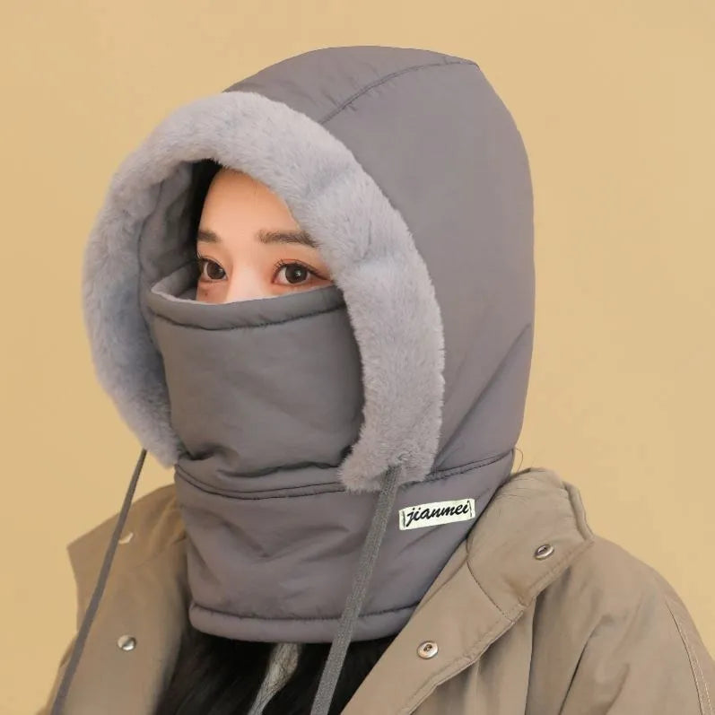 Plush-Lined Thermal Hat with Face Mask