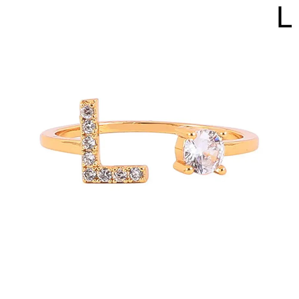 GOLD  - ADJUSTABLE RING "Initial Touch" + ROSE CASE