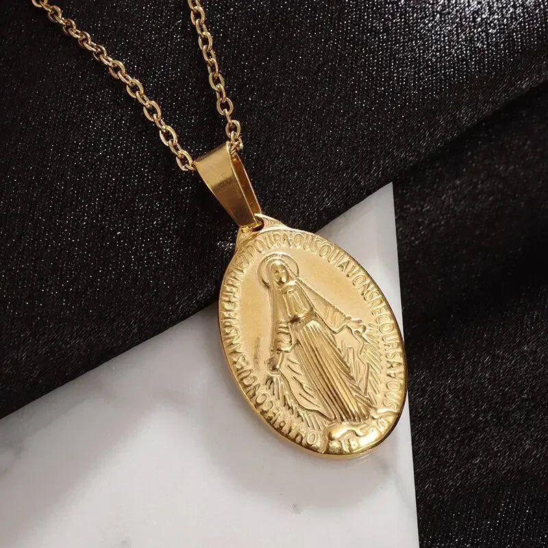 Stainless Steel Virgin Mary Necklace