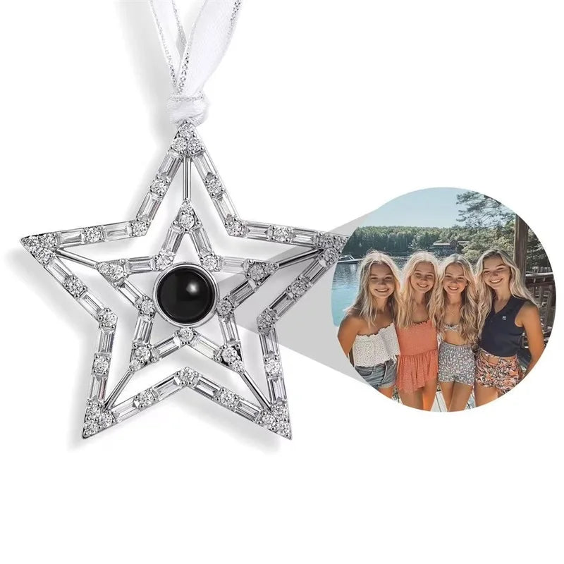 Personalized Pink Snowflake Photo Ornament Custom Projection Ornaments Christmas Gifts