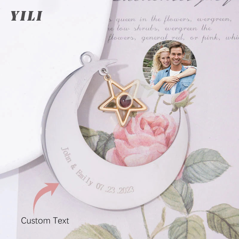 Personalized Pink Snowflake Photo Ornament Custom Projection Ornaments Christmas Gifts
