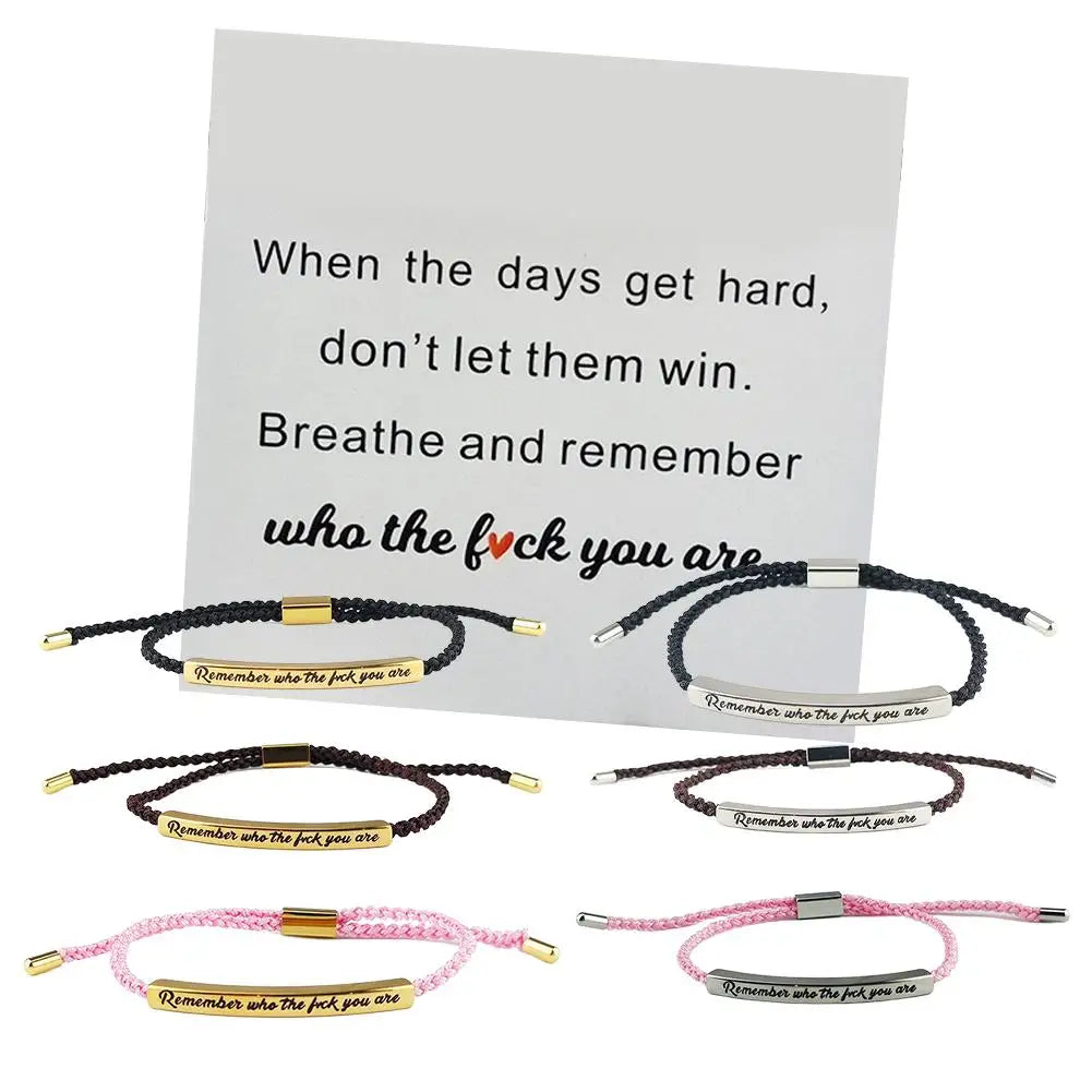 Remember Who The F You Are When Words Fail, This Bracelet Speaks – A Gift of Encouragement Tube Bracelet, Adjustable Hand Braided Wrap Tube Bracelet, Funny Inspirational