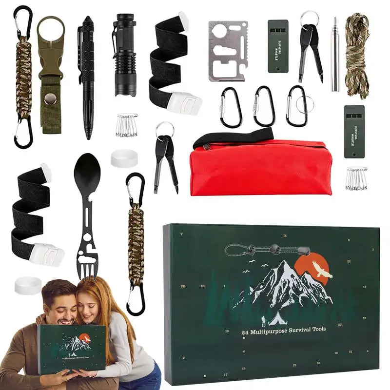 24-in-1 Outdoor Survival Gear Kit, Christmas Gift for Men & Women