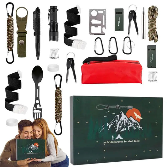 24-in-1 Outdoor Survival Gear Kit, Christmas Gift for Men & Women