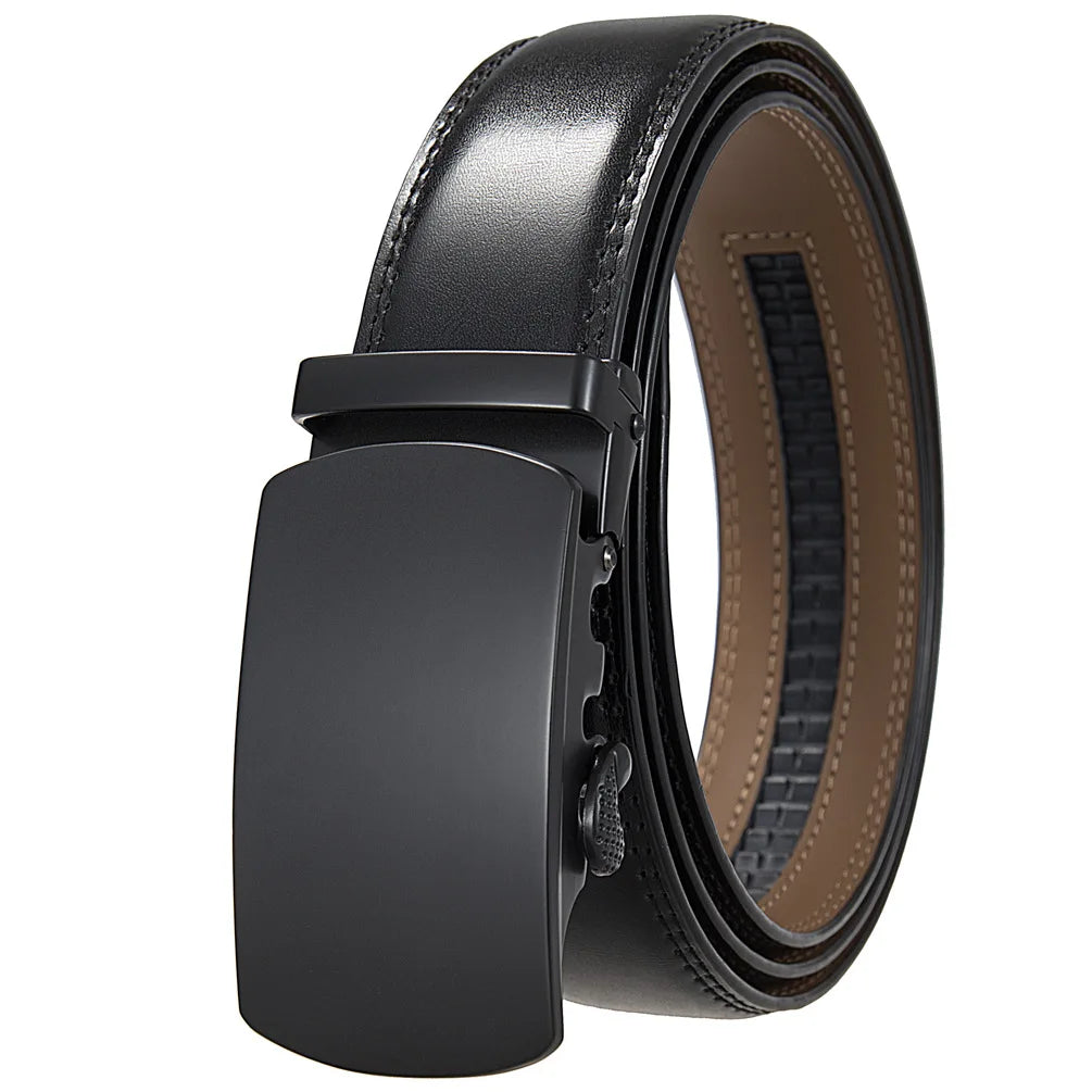 Leather Ratchet Belt With Adjustable Buckle