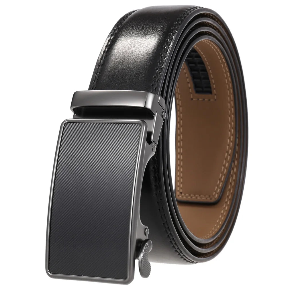 Leather Ratchet Belt With Adjustable Buckle