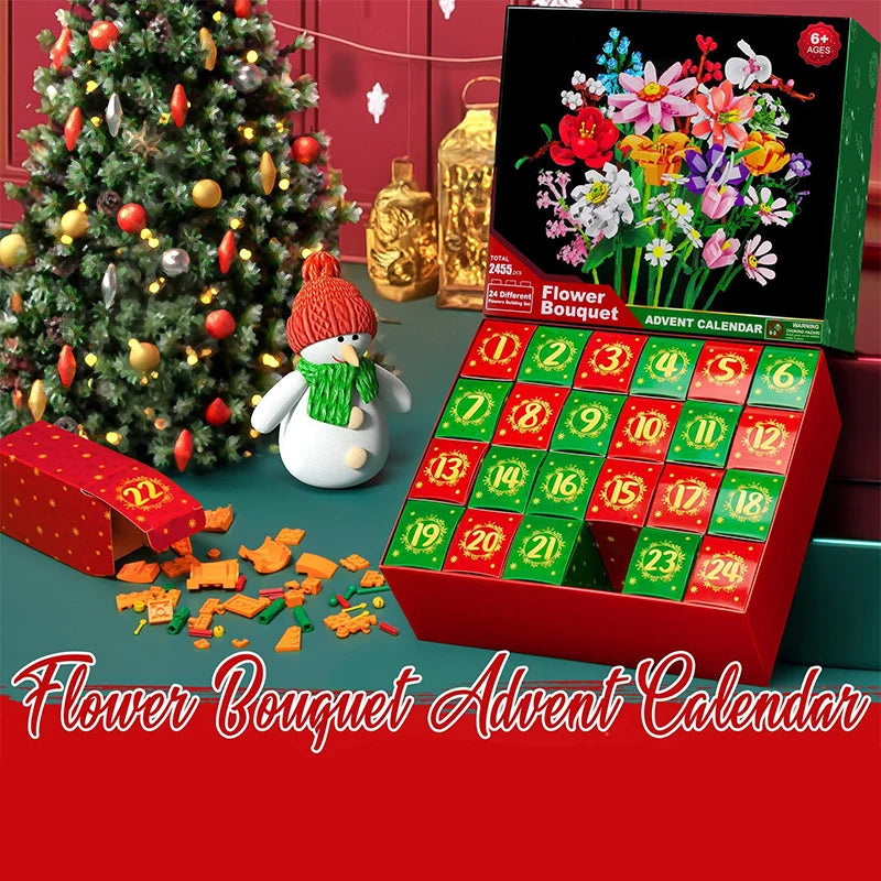 Flower Bouquet Advent Calendar Building Blocks – Christmas Countdown Blind Box