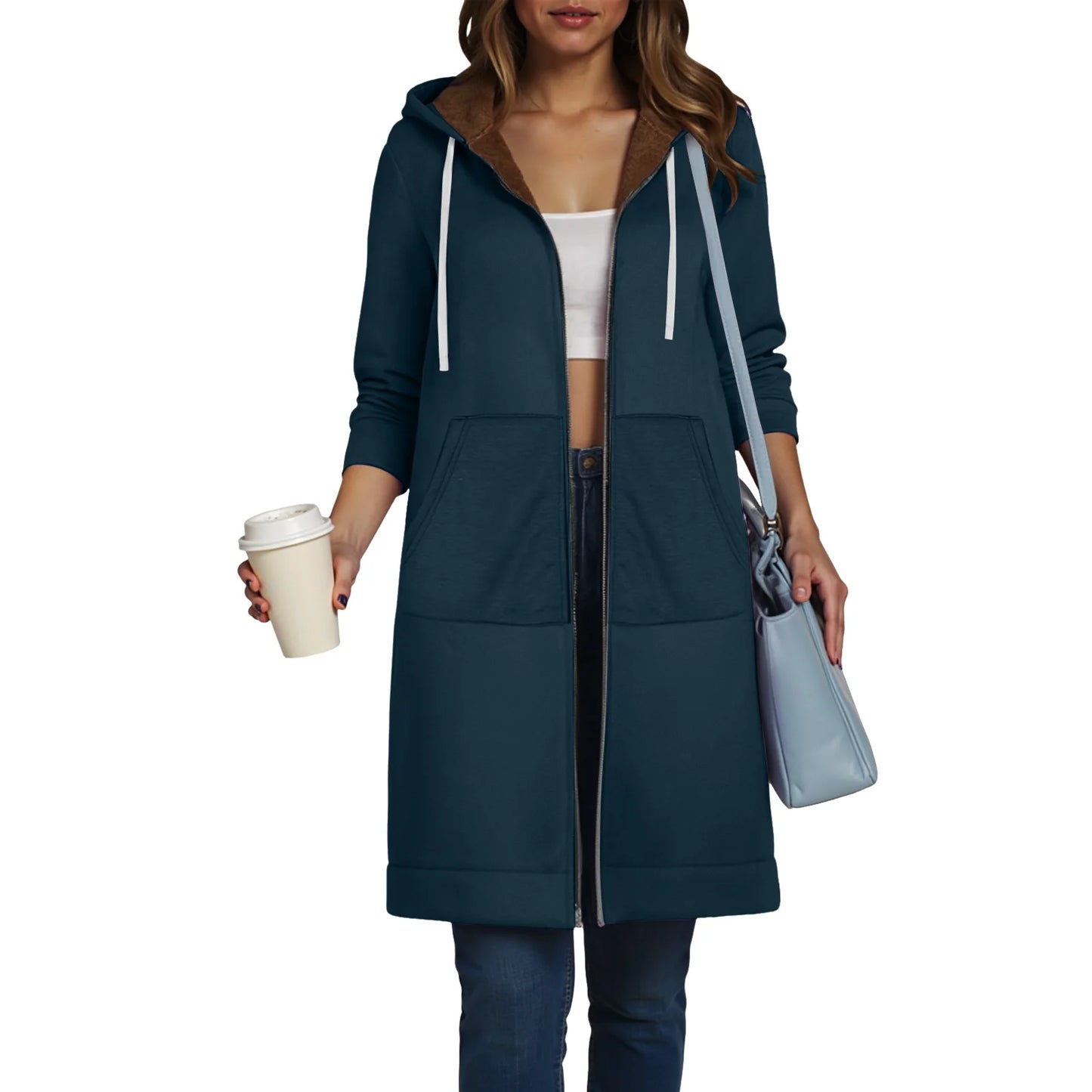 Women Casual Zip up Polyester Hoodies
