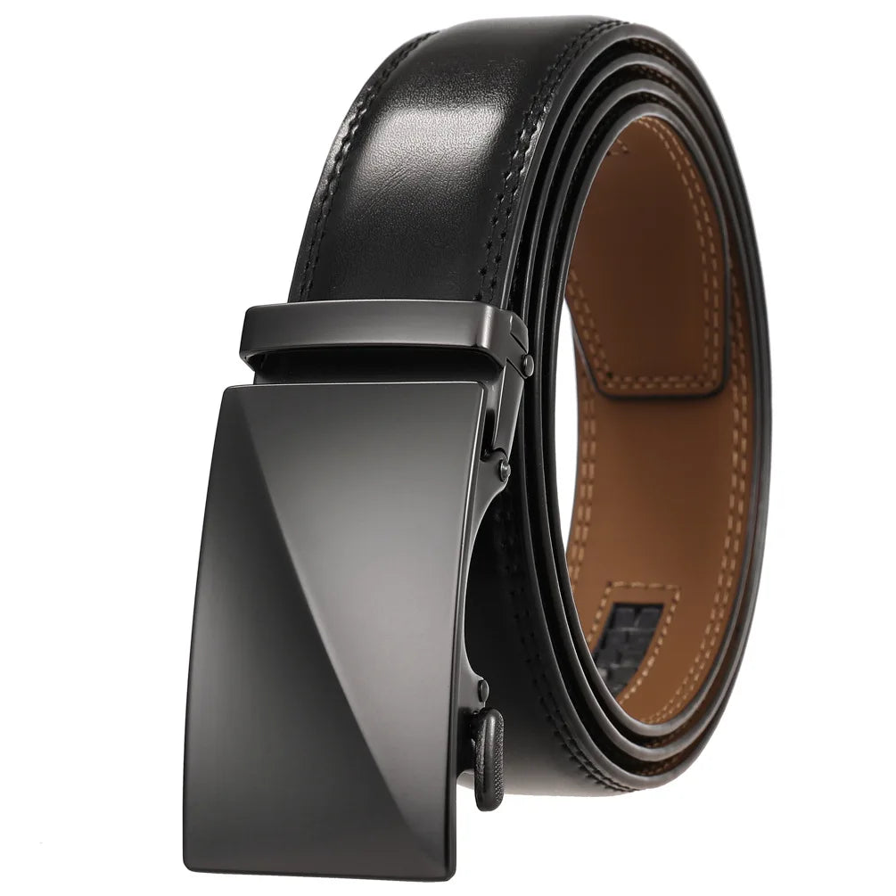 Leather Ratchet Belt With Adjustable Buckle
