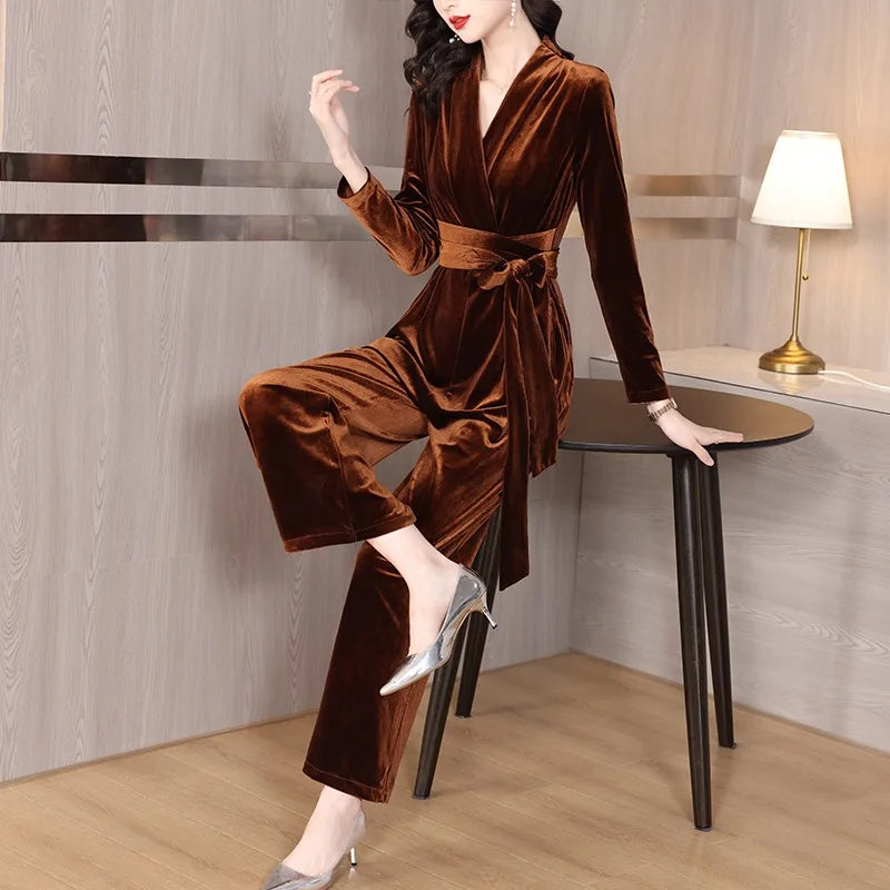 Luxurious Red Satin Jumpsuit with Buttoned Waist