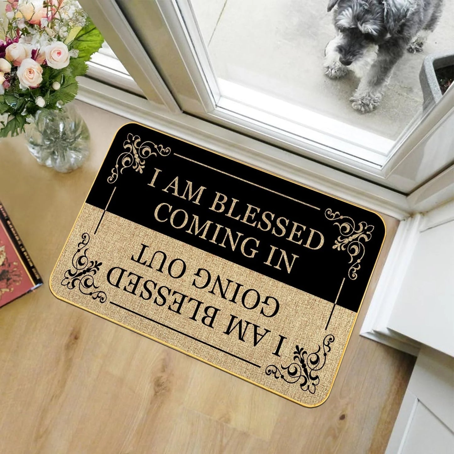Letter Patter Door Mat - Blessed Coming & Going