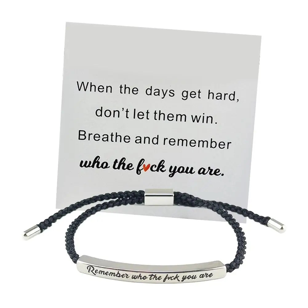 Remember Who The F You Are When Words Fail, This Bracelet Speaks – A Gift of Encouragement Tube Bracelet, Adjustable Hand Braided Wrap Tube Bracelet, Funny Inspirational