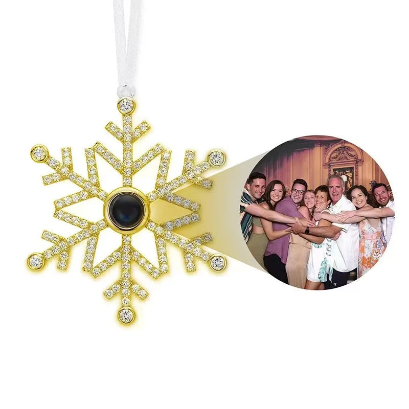 Personalized Pink Snowflake Photo Ornament Custom Projection Ornaments Christmas Gifts