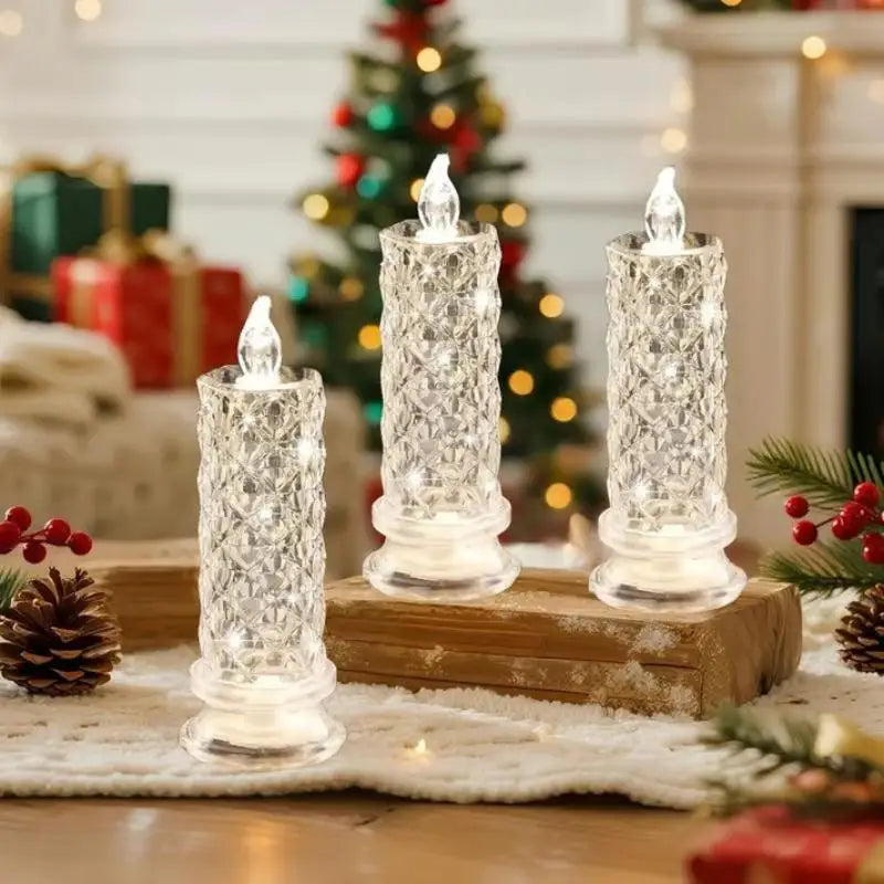 Set of 4 LED Crystal Candle Lights