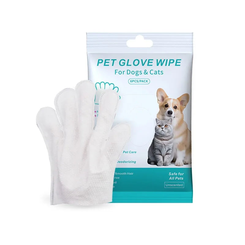 Rinse-Free Dog Shampoo Mitts – Hypoallergenic Pet Bath Wipes, 6 Packs