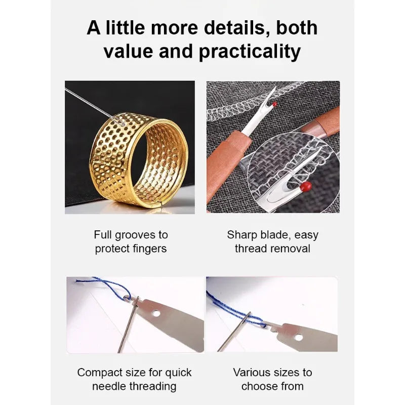 34PCS Big Eye Steel Needles Set