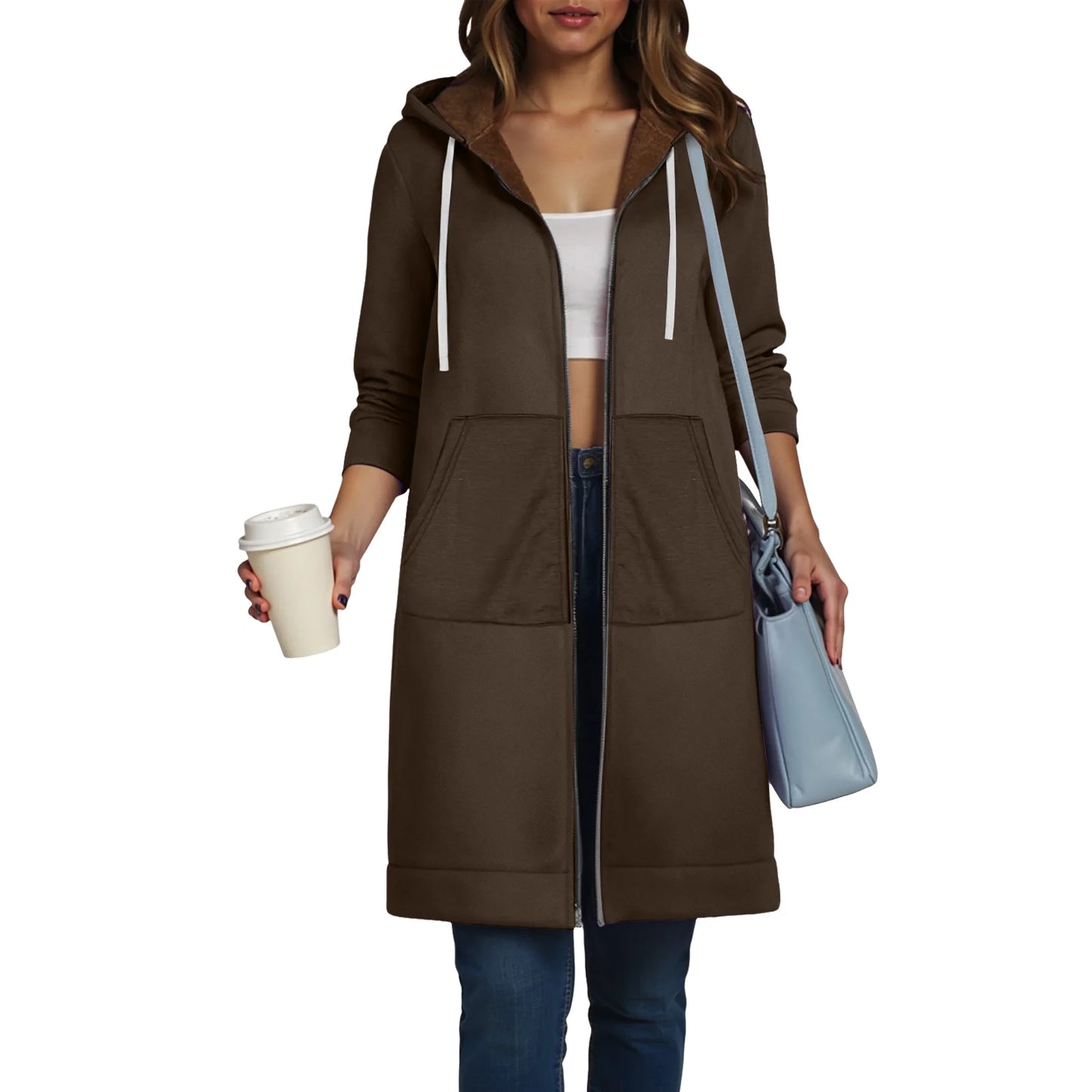 Women Casual Zip up Polyester Hoodies