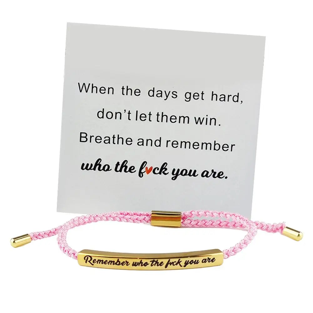 Remember Who The F You Are When Words Fail, This Bracelet Speaks – A Gift of Encouragement Tube Bracelet, Adjustable Hand Braided Wrap Tube Bracelet, Funny Inspirational