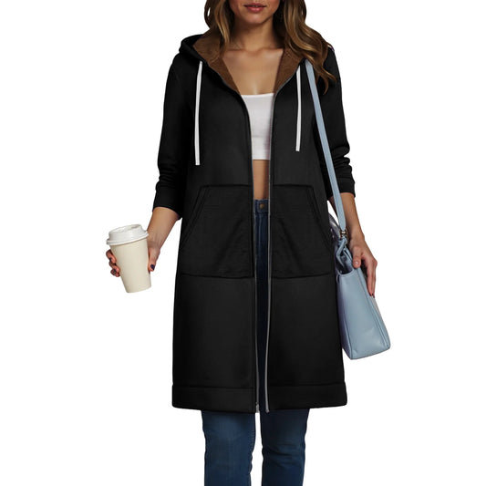 Women Casual Zip up Polyester Hoodies