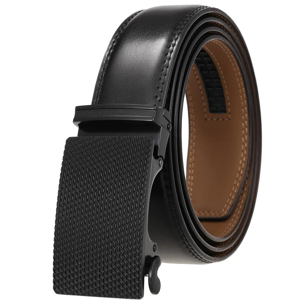 Leather Ratchet Belt With Adjustable Buckle