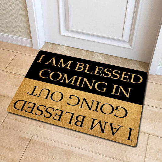 Letter Patter Door Mat - Blessed Coming & Going