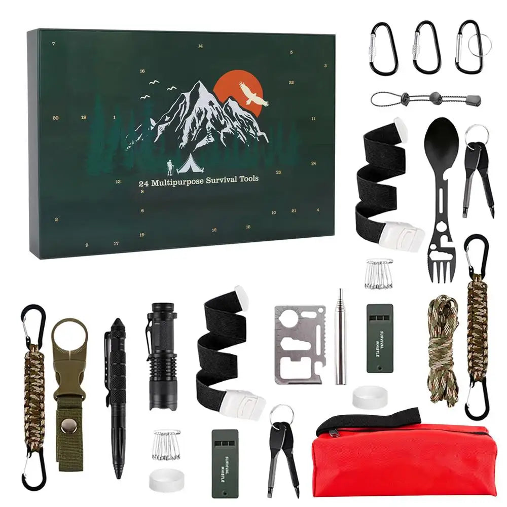 24-in-1 Outdoor Survival Gear Kit, Christmas Gift for Men & Women