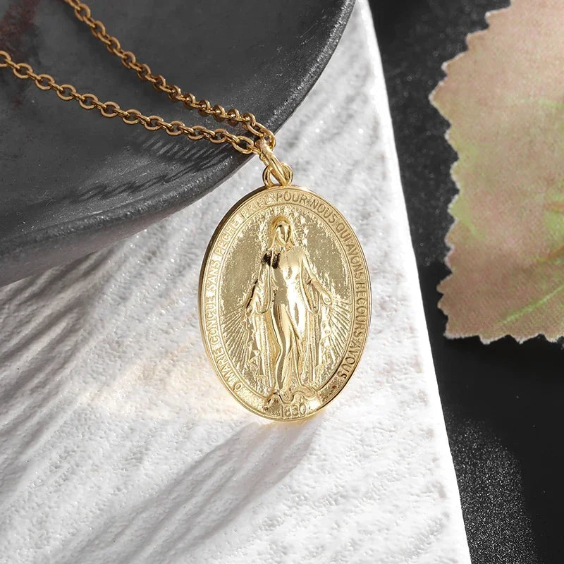 Stainless Steel Virgin Mary Necklace